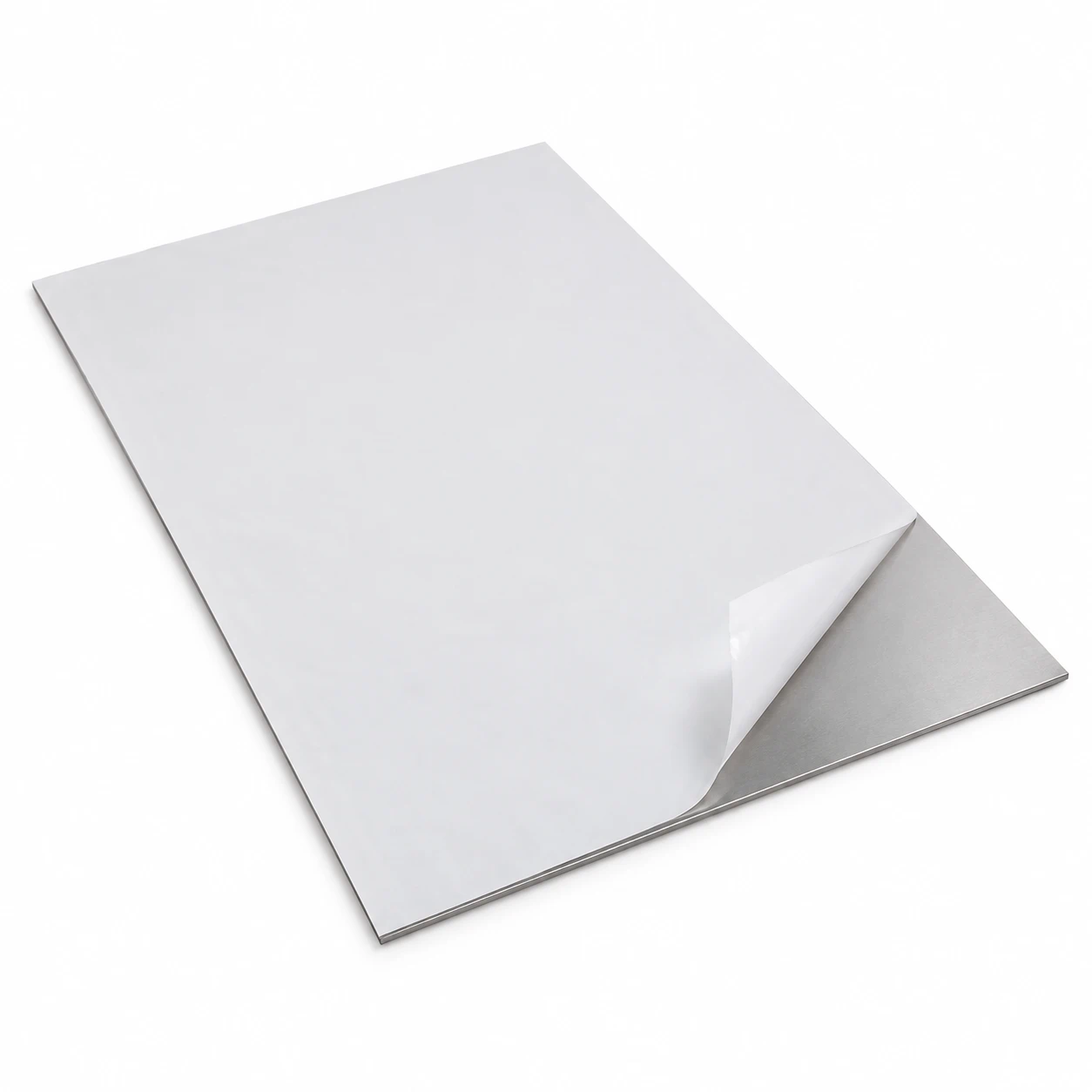 Blacha nierdzewna AISI 304 0,8 mm 50 x 50 cm o powierzchni standardowej gładkiej matowej z częściowo odklejoną folią ochronną