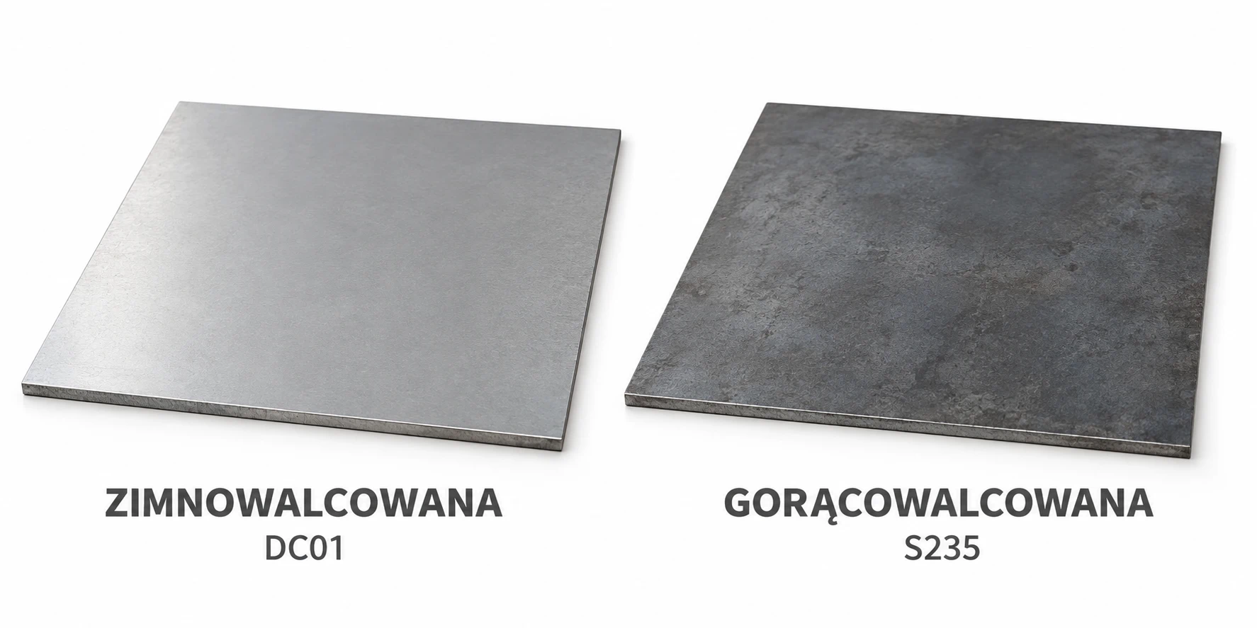 Porównanie blachy stalowej gorącowalcowanej S235 i zimnowalcowanej DC01
