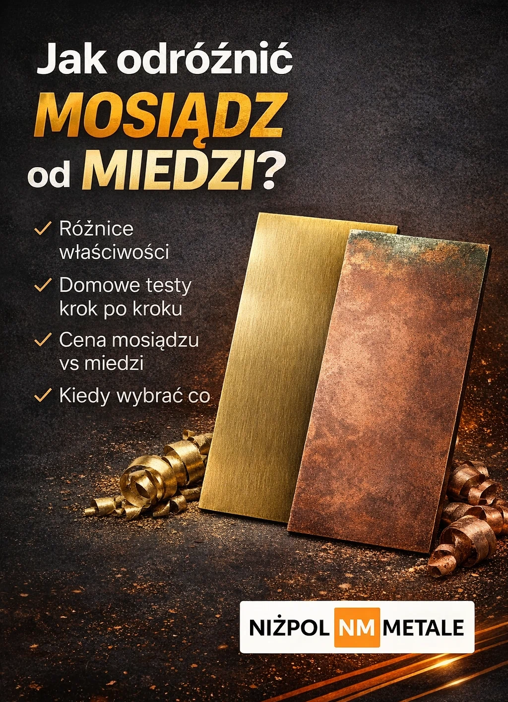 jak odróźnić mosiądz od miedzi